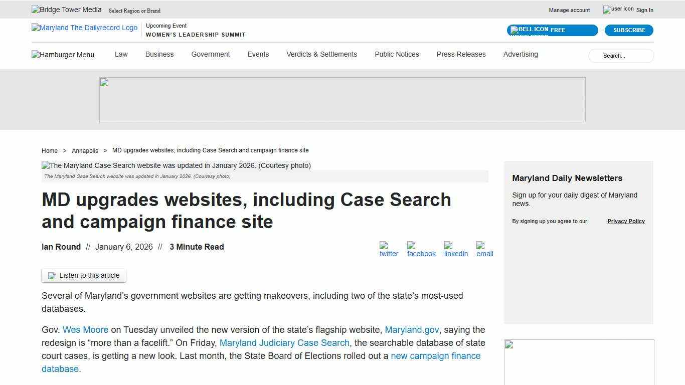 MD upgrades websites for Case Search, campaign finance, more